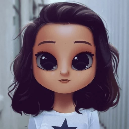 jovem, dollify disney, a garota é um desenho fofo