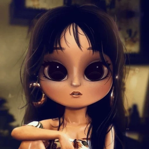 trop, animación de animación, la chica es linda, ojos grandes, ojos marrones muñeca blaise