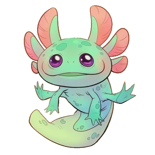axolotl, sweet axolotl, axolote vert, axolotl chibi art, axolotl dessin mignon