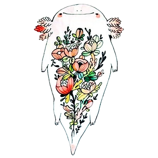 tato warna, ilustrator tato, tato modis, ilustrasi bunga, tato buatan dicetak