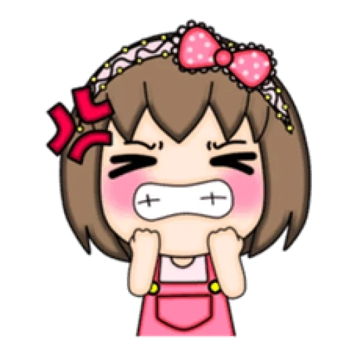 mimi, anime, wanita muda, stiker, cute cheeks 2d