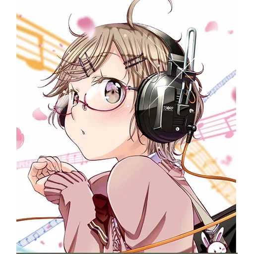 abb, kopfhörer, anime radio, anime charaktere, starkes licht anime brille