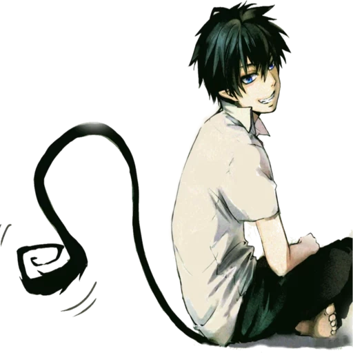 rin okumura, rin okumura katze, blauer exorzist, rin okumura schwanz, blauer exorzist anime