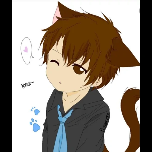 cara de anime, menino anime, gato namorado anime, animação de gato menino, gato anime
