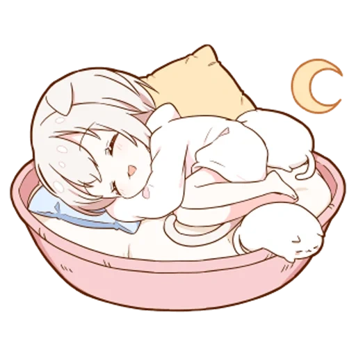 mini neco, sleepy some, lindos dibujos de chibi, dibujos de anime encantadores