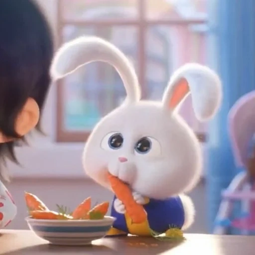bunny, coniglio, snowball di coniglio, il coniglio è divertente, cartone animato di palle di neve di coniglio