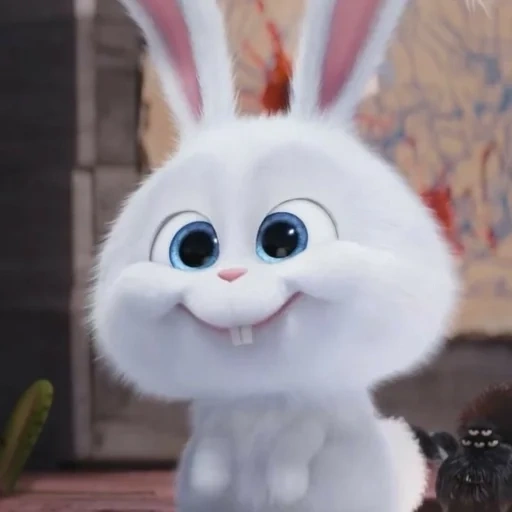 bola de nieve de conejo, conejo malvado, conejo de dibujos animados, liebre malvada con zanahorias, pequeña vida de mascotas conejo