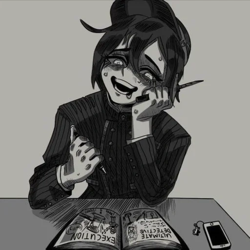 аниме, аниме рисунки, смеющийся джек, shuichi saihara, danganronpa аниме