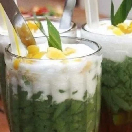 cendol, makanan, gulai ayam, banjarnegara, item di atas meja