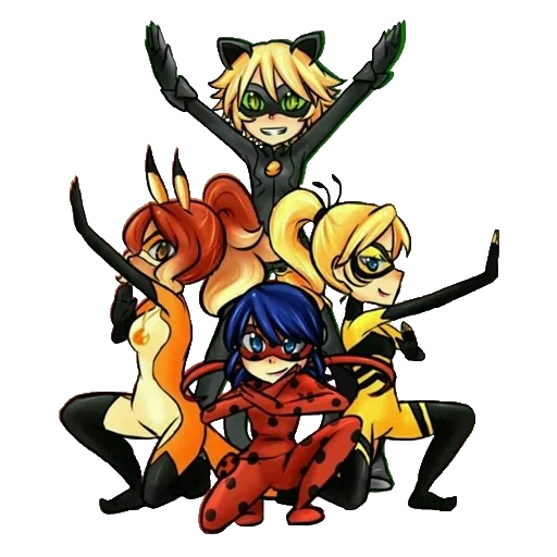 super gatto, ladies bug super cat, lady bug twin doodle, ladies bug super cat animation series, lady bug super gatta rena rouge queen b karapas