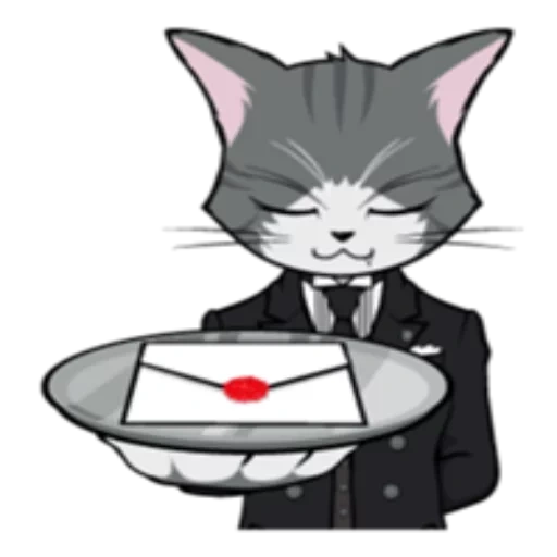 cat, a cat, gray cat, cat butler, a cat tray