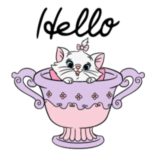 kucing bangsawan, pola cangkir kucing, marie girly dari disney, cangkir kucing berwarna-warni, cangkir kucing yang dicat