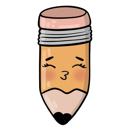 immagine, mr pencil, kawaii con una matita, cartone animato, personaggi a matita kawaii