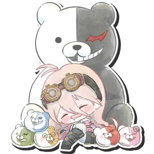 рисунок, аниме монокума, данганронпа монокума, аниме данганронпа монокума, danganronpa макото монокума