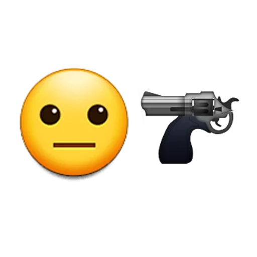 texte, emoji, emoji, pistolet, émoticônes des emoji