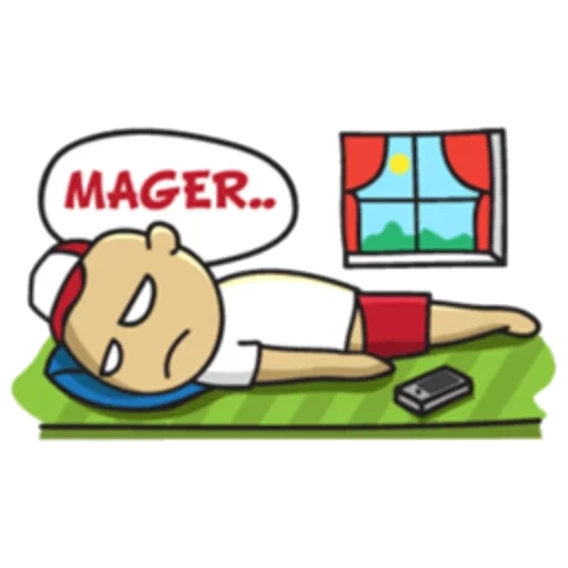 kartun, interior, lazy icon, tired of the drawing, sleeping person