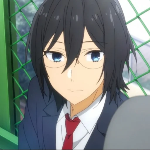 look at the sky, miyamura spring, hori palace animation, cartoon characters, a grieving person