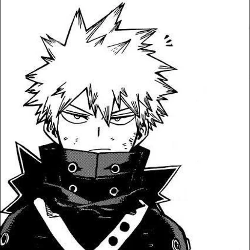 imagem de anime, fruta branca, bakugotu, bakugo katsuki manga, shengmu bakougou preto e branco