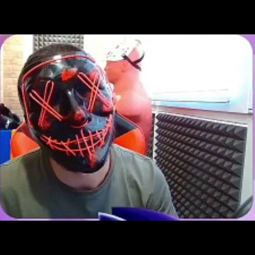 человек, мальчик, неоновая маска, хэллоуин маски, светодиодная маска