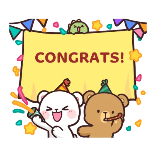 congrats, kawaii drawings, cute drawings, milk mocha bear