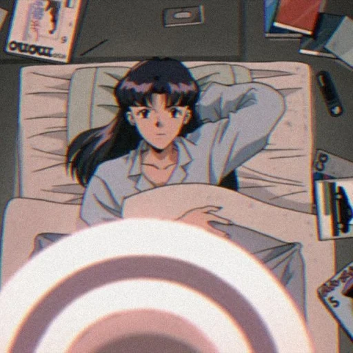 misato katsuragi evangelion 1995, capture d'écran, retro anime, true blue anime, l'anime bleu parfait