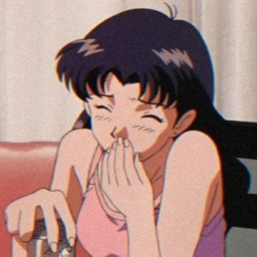 estetika tangan anime retro, menggambar, misato 1995, anime, girl