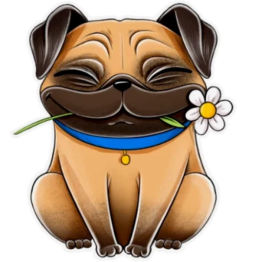 mops stikers, molops mossen, joyeux autocollant pug, multiyashny pug, smiley pug