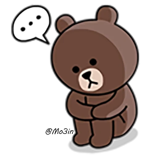 clipart, garis coklat, line friends, beruang itu lucu