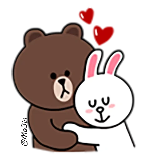 câlin, brown cony, lapin ourson, pour esquisser le mignon, bear and rabbit love