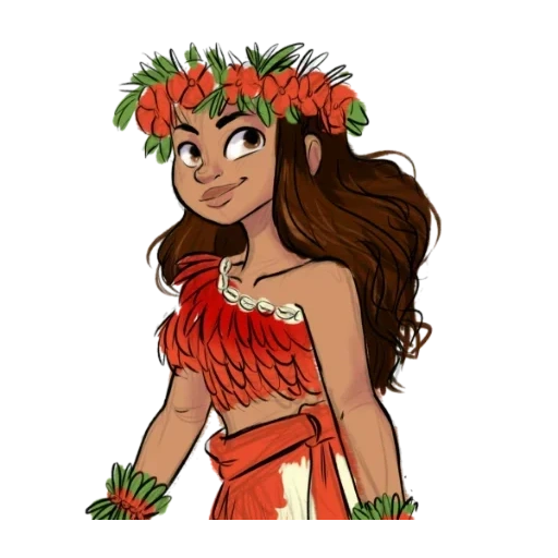 моана, гавайи моана, рисунок моаны, гавайская девушка арт