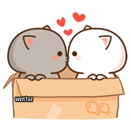 kawaii cat, mochi peach cat, cute kawaii drawings, kawaii cats love, kawaii cats a couple