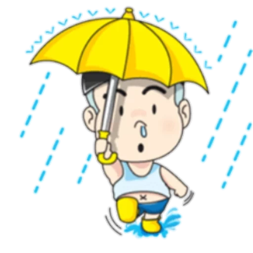 lluvia, caricatura de lluvia, niños lluviosos, el niño es un paraguas, en la caricatura de lluvia