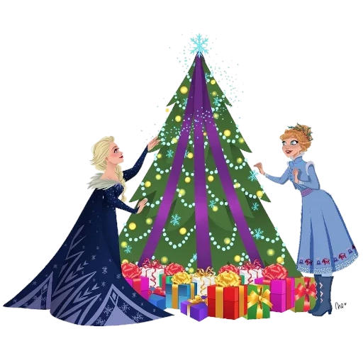 frozen disney, новогодняя елка, елка иллюстрация, праздничная елка, рождественская ель