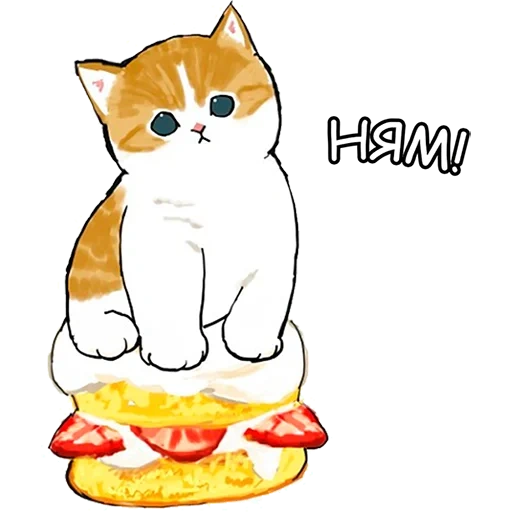 котик, mofu sand, иллюстрация кошка, котик иллюстрация, милый рисунок кошачий корм