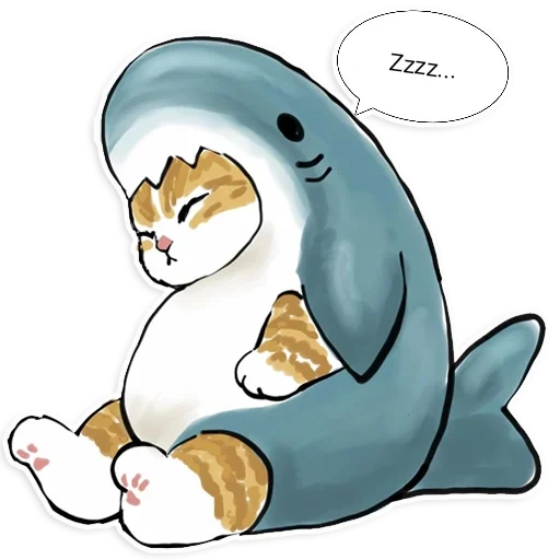 kitty shark, catfu mofu shark, desenhos fofos de gado, animais são desenhos fofos, desenho de fantasia de tubarão de gato fofo