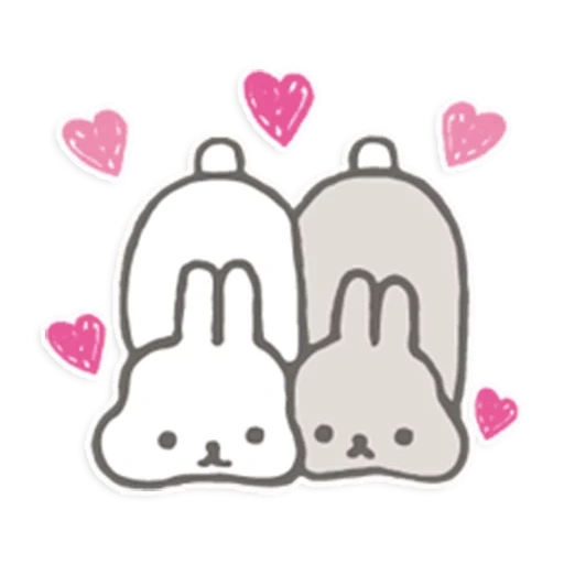 kawaii, cher lapin, lapin emoji, dessins mignons, amis de tonton