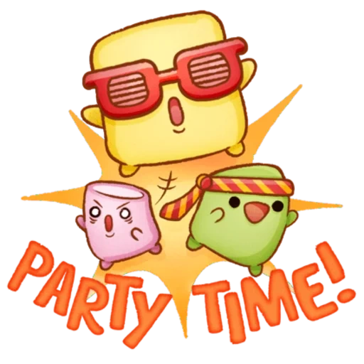 the party, marshmallow, mashmelo watsap, toast animation