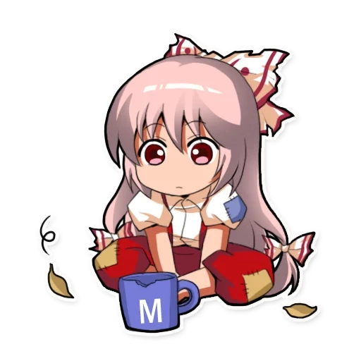 emoting mokou, mokou fujiwara стикеры, аниме эмодзи, mokou emote, эмодзи дискорд аниме