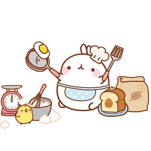 moland, food drawings are cute, rabbit moland with sweets, cartoon moland rabbit, cute drawings light cartoons food