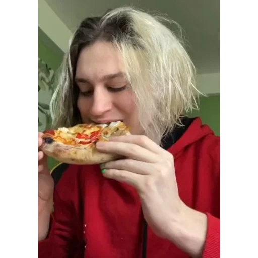 пицца, девушка, человек, еда фаст фуд, пицца вкусная
