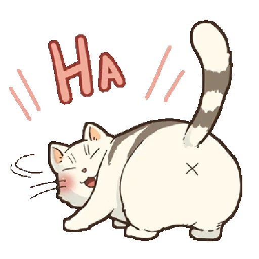 fat cat anime, autocollants ami fat cat, cat, cat autocollants, dessins de chats mignons