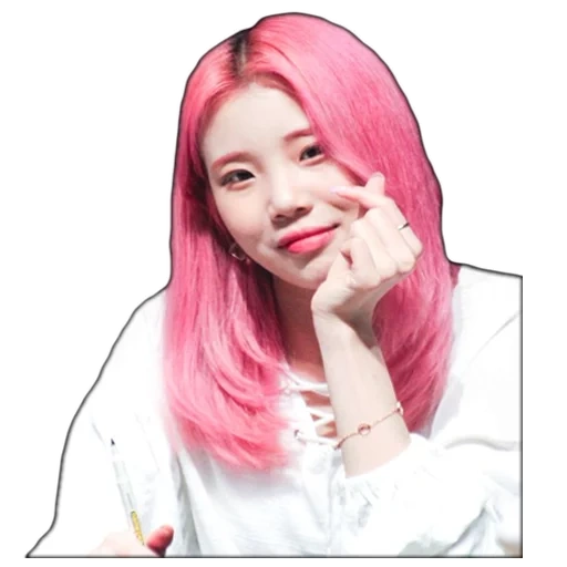 merah, mujer joven, momoland jooe, jooe momoland pink hair, una mujer con cabello rosa