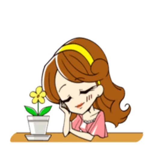 аниме, девушка, милые рисунки, домашнее растение, милые рисунки девочек