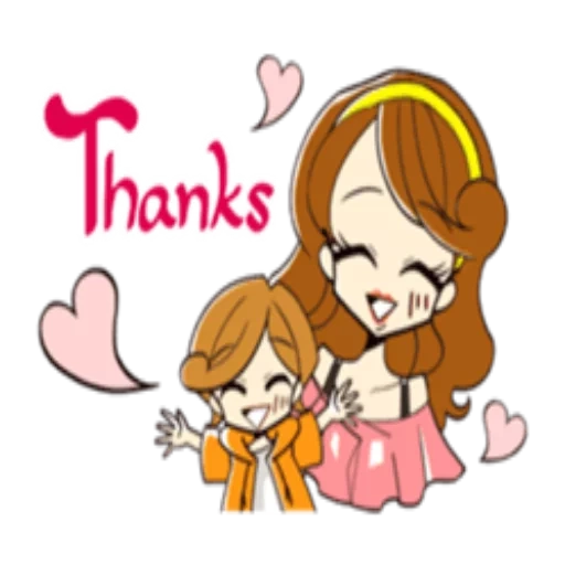 girl, animation, thank you girls, happy time sticker