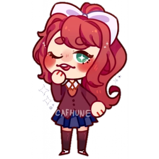 monica chibi, monica ddlk chibi, sauri natsuki yuri monica, chibi monica yuri natsuki sari, doki doki literature club chibi