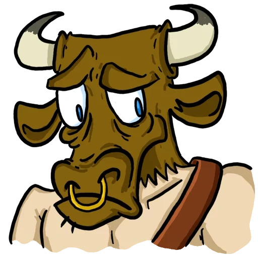 o masculino, mash monstro, a cabeça do touro é desenho animado
