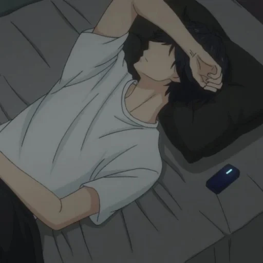 спит аниме, аниме парни, парни аниме, грустные аниме, грустный аниме парень