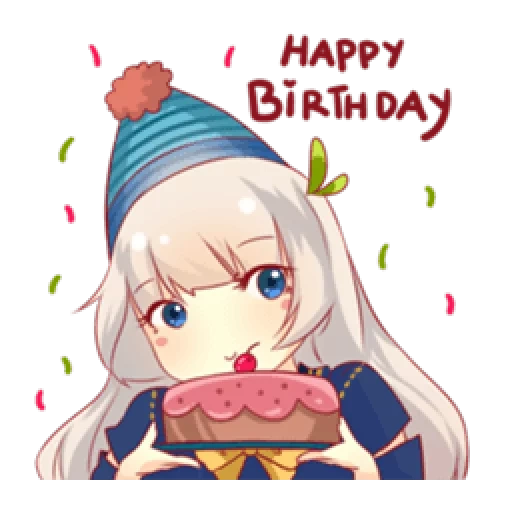 аниме девочки, с днем рождения аниме, с днем рождения стиле аниме, аниме открытки днем рождения