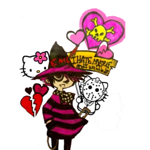 clipart, magenta anime, illustrations mlle, hello kitty witch, hallow kitty witch