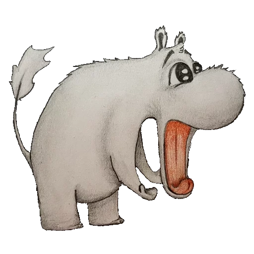 moomin, moomy-trolli, hippo dengan latar belakang putih, hippo dengan latar belakang putih lucu